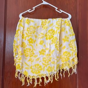 FREE WITH ANY PURCHASE Floral Yellow and White Scarf